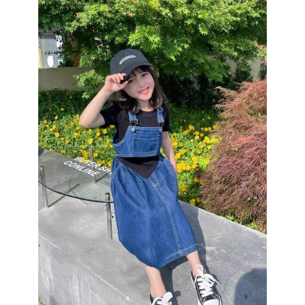 Set Váy Đầm Jean / Bò Bé Gái Ba Chi Tiết Violet Dresser