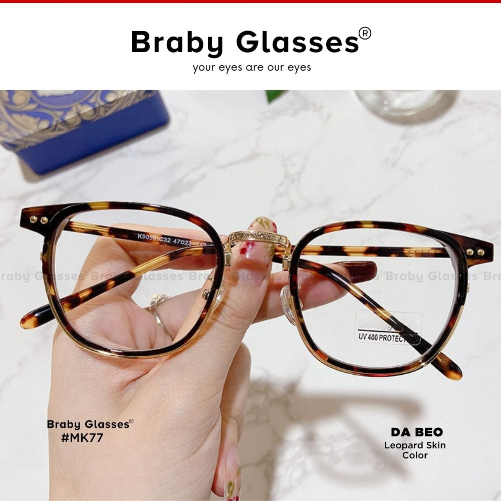 Gọng kính cận tròn kim loại cao cấp thời trang nam nữ Braby Glasses mắt bầu dục độc lạ kiểu dáng trẻ trung MK77