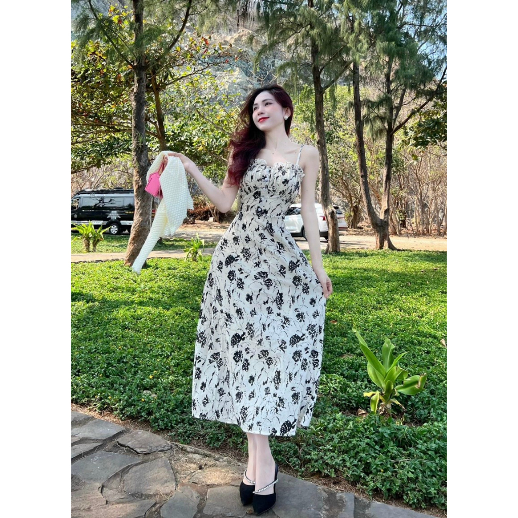 Sét váy nữ 2 món đi biển,đầm hoa nhí 2 dây dáng dài kèm khoát lưới siêu xinh,thời trang hè cho ngàng xinh xĩu