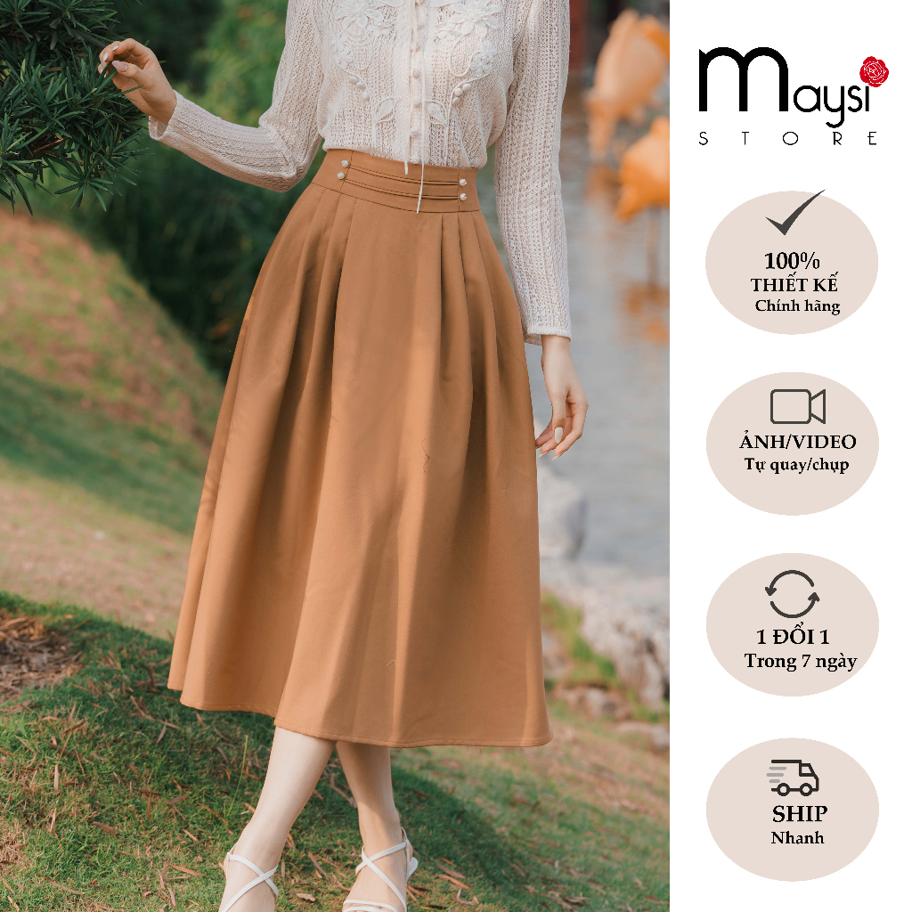 Chân váy dài Maysi, phom dáng đẹp, đường may tỉ mỉ kèm đính đá chi tiết