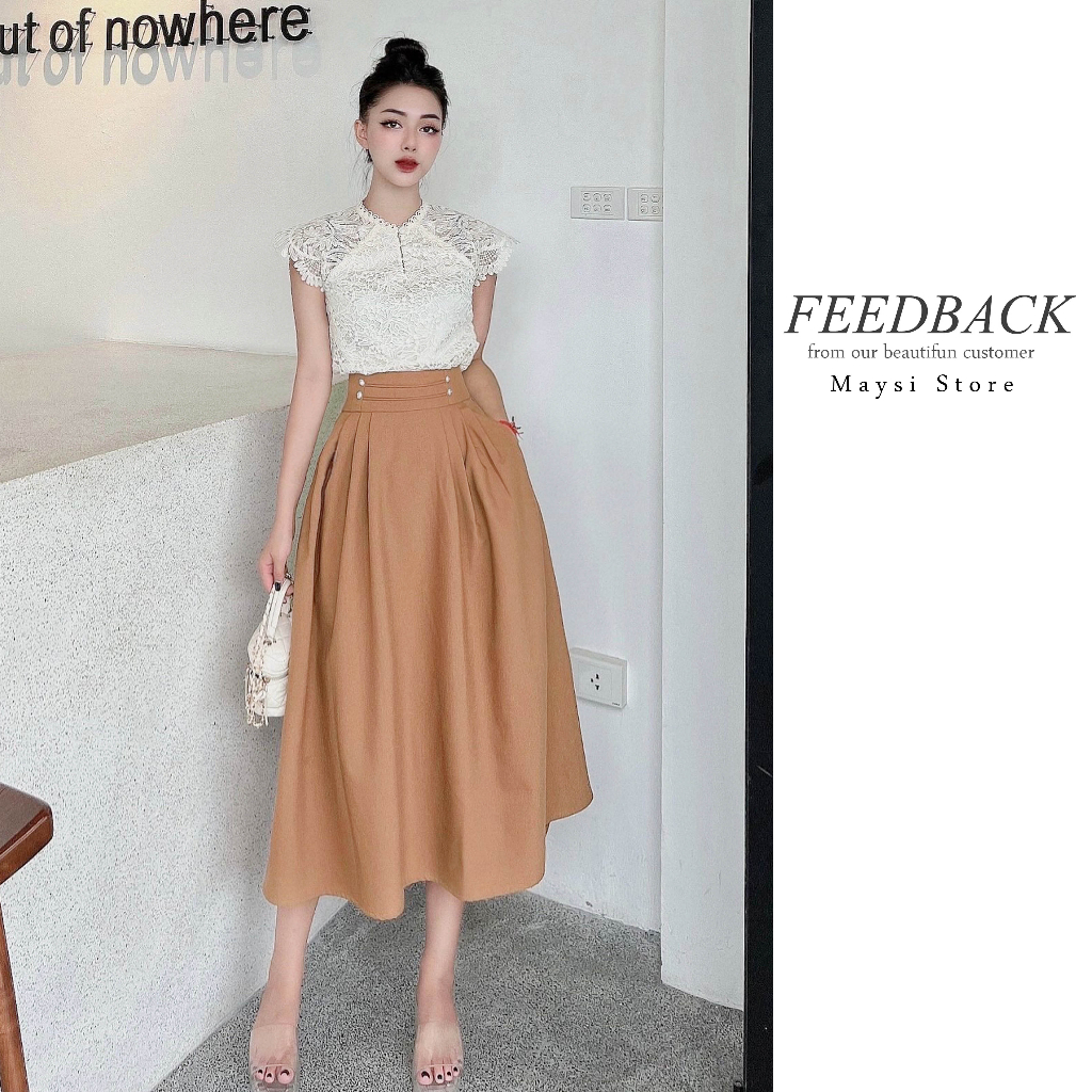 Chân váy dài Maysi, phom dáng đẹp, đường may tỉ mỉ kèm đính đá chi tiết