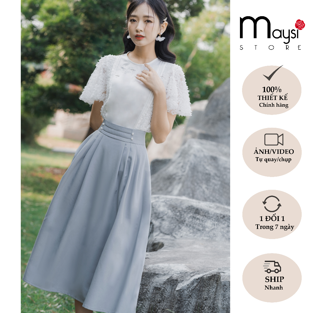 Chân váy dài Maysi, phom dáng đẹp, đường may tỉ mỉ kèm đính đá chi tiết