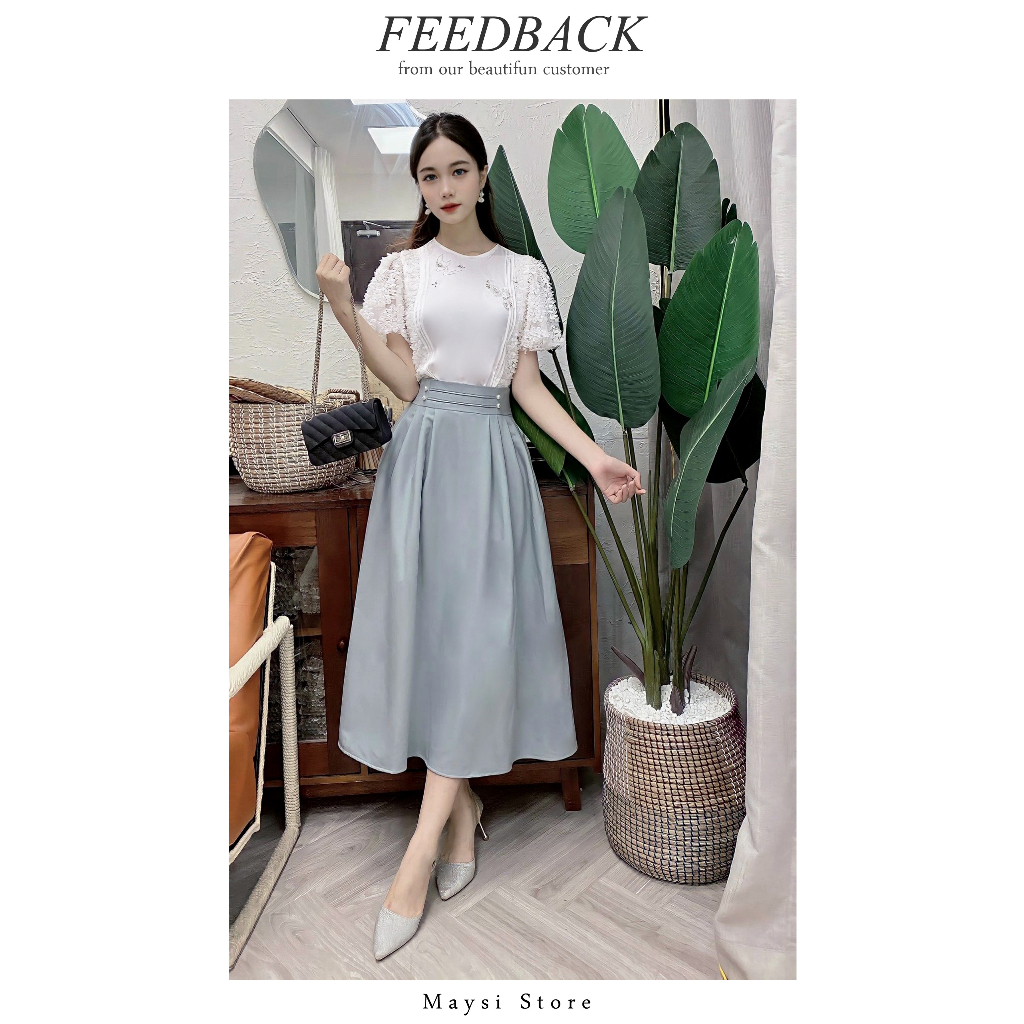 Chân váy dài Maysi, phom dáng đẹp, đường may tỉ mỉ kèm đính đá chi tiết