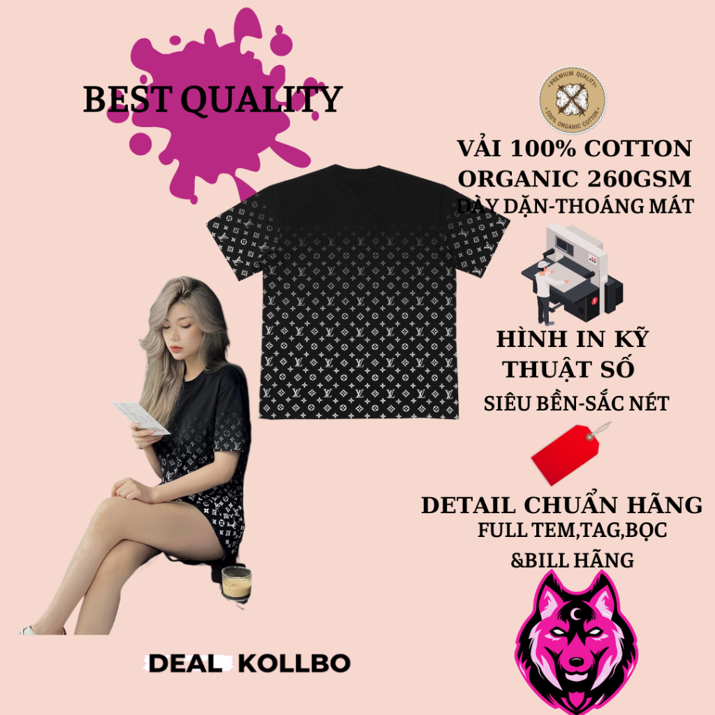 Áo thun louis vuitton nam nữ form rộng tay lỡ vải cotton organic 100% Áo lv nam nữ cao cấp hàng Best quality