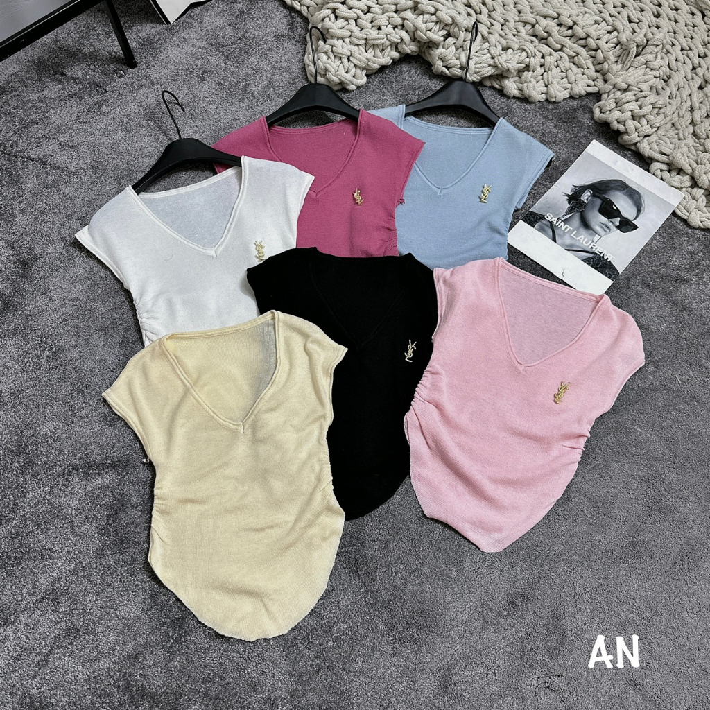 Áo thun balo áo tanktop cổ tim sắc màu logo YSL siêu đẹp Bối Shop SP003645