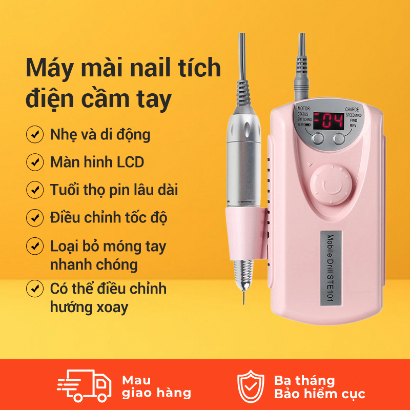 Máy Mài Móng Tay Điện STE-101  Có Thể Sạc Lại Đặc Biệt Cho Ngành Nghệ Thuật Làm Móng Với Đầu Mài Có Thể Thay Thế
