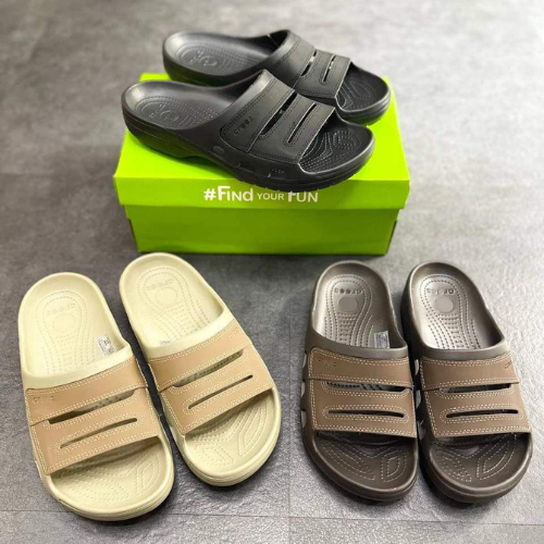 Dép quai ngang Cross Yukon Mesa Slide nam  màu nâu nhựa đúc nguyên đôi phối da