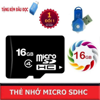 Thẻ nhớ chính hãng MicroSD Class 10 Dung lượng 16Gb - Tặng ngay đầu đọc thẻ