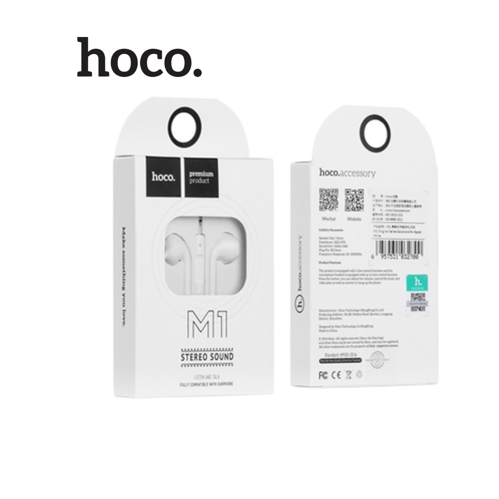 Hoco Chính Hãng - Tai nghe jack 3.5mm Hoco M1 dây TPE siêu bền kèm Mic đàm thoại,tương thích nhiều thiết bị, dài 1.2M
