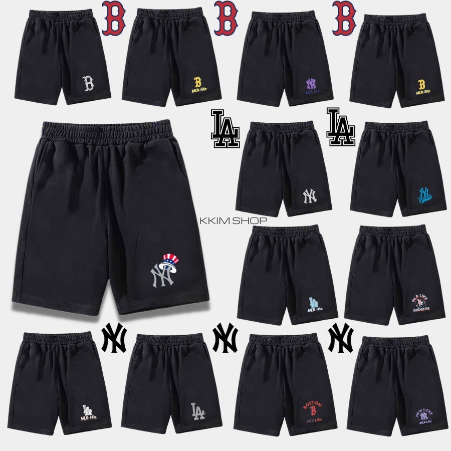 Quần Short MLB NY Nam Nữ Unisex Chất Liệu Poly 2DA, Quần Đùi LA Thể Thao Form Rộng Màu Đen Dễ Phối Đồ CBMHOUSE