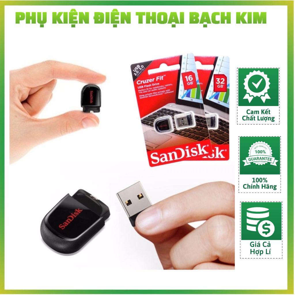 USB mini siêu nhỏ Sandisk Cruzer Fit 32GB usb 2.0 mini siêu nhỏ