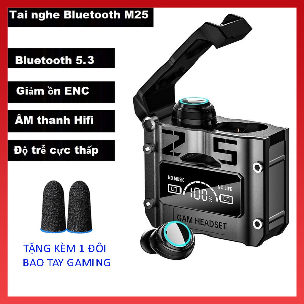 Tai Nghe Blue tooth không dây Ga ming M25 TWS Ga ming 5.0 Có Mi c Độ Trễ Cực Thấp Bảo Hành 1 Năm