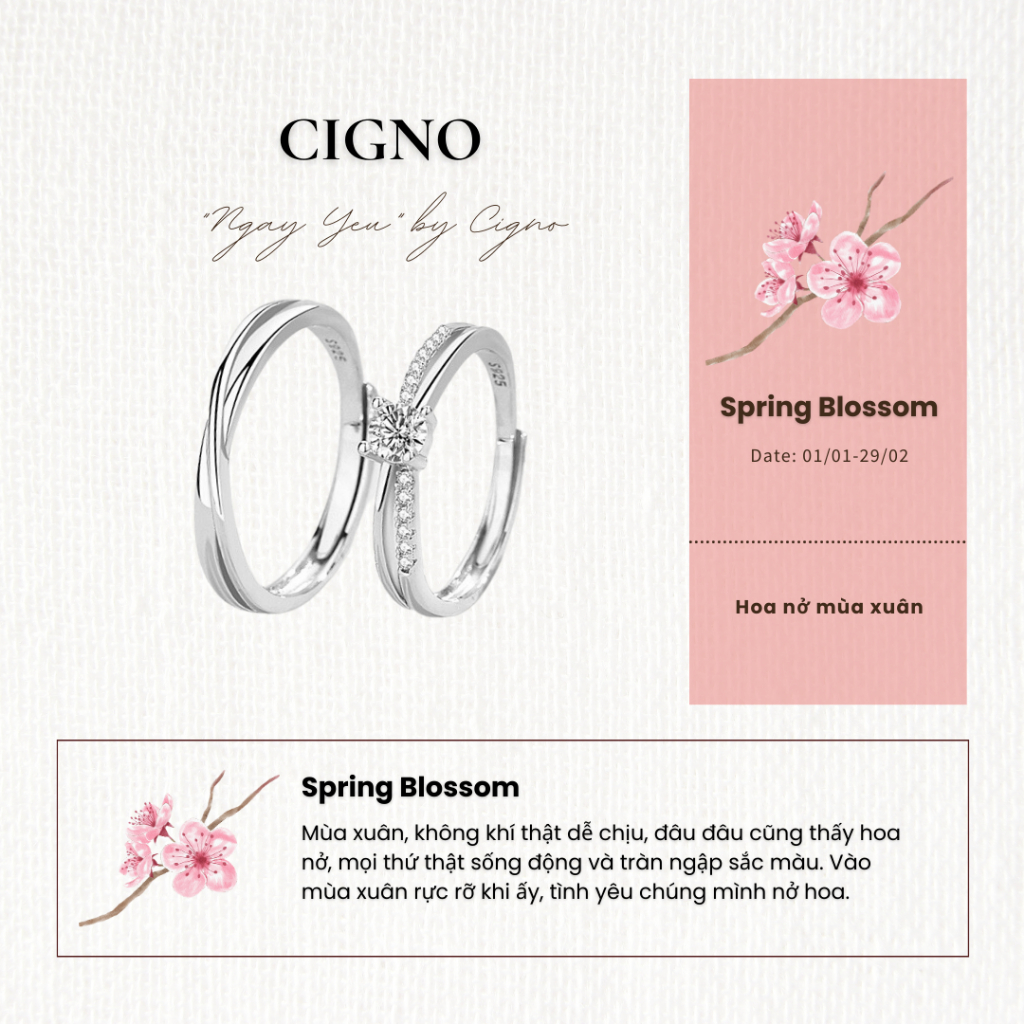 Ngày Yêu Collection - Nhẫn đôi Bạc 925 Ngày Yêu by CIGNO