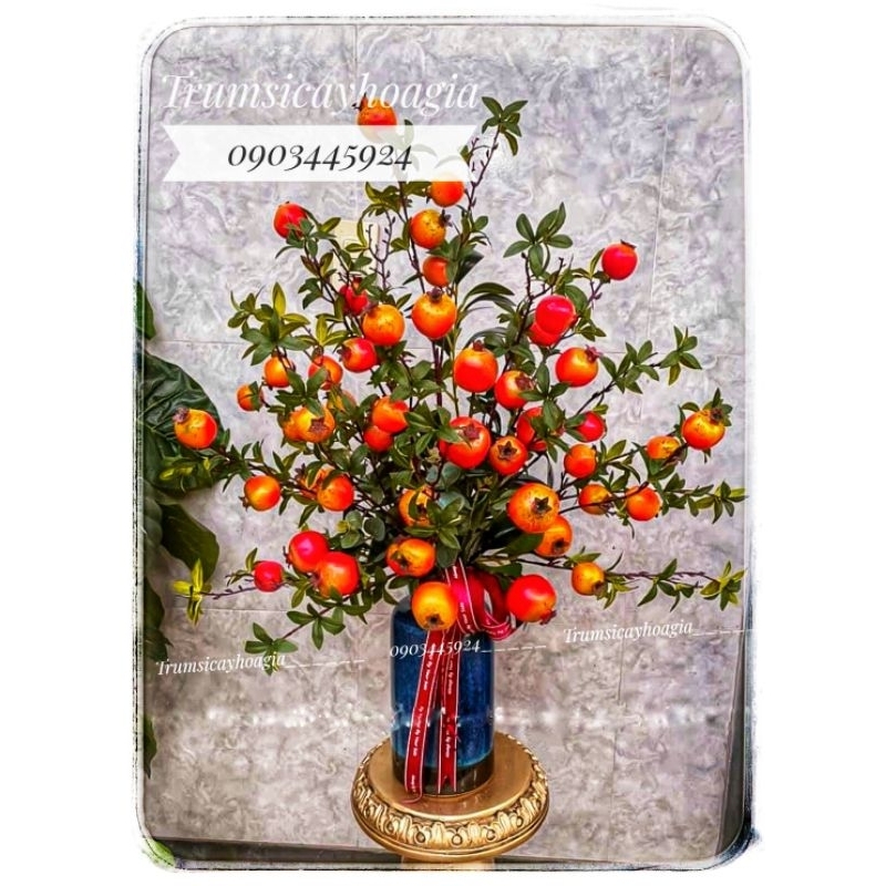 Cành lựu trang trí decor cao cấp