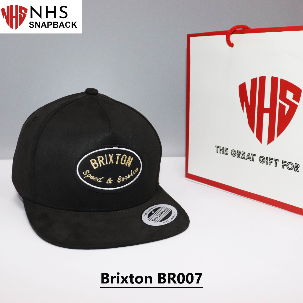 Nón NHS Snapback Full Da Lộn Đen Logo Thêu BR007