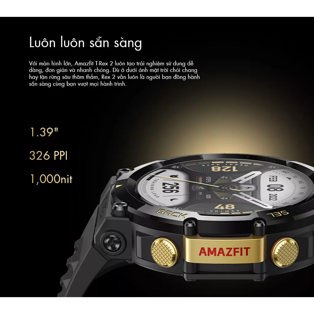 Đồng hồ thông minh Amazfit T-Rex 2 | GPS | Pin đến 24 ngày | Chống nước 100M