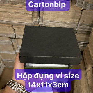 Hộp đựng ví màu đen sang trọng - hộp quà tặng - carton giấy cứng tốt size 14x11x3cm