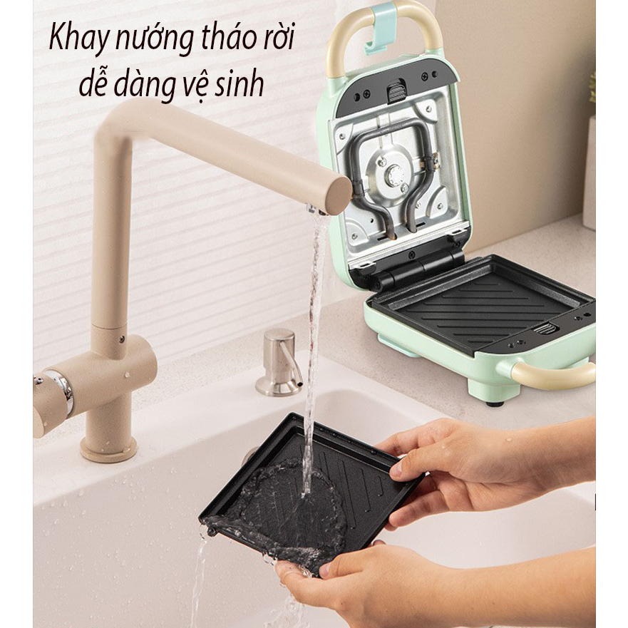 Máy Kẹp Ép Bánh Mì Làm Sandwich - Máy Làm Bánh Đa Năng Tiện Dụng Công Suất 600W - BH 6 Tháng