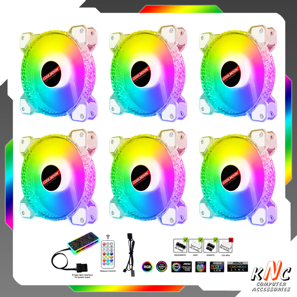 [Led Sync Main] Bộ Quạt Tản Nhiệt Coolmoon D1 Fan Led RGB 12cm Chuẩn 6pin Kết Nối Hub RGB sync V2