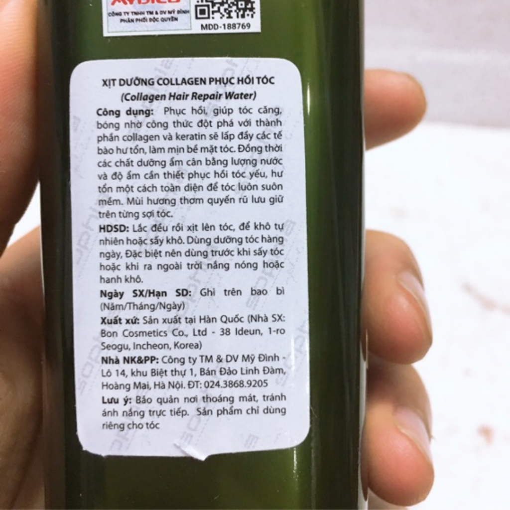 Xịt dưỡng tóc SOPHIA COLLAGEN REPAIR dưỡng ẩm phục hồi tóc hư tổn 250ML, Collagen Hair Repair Water