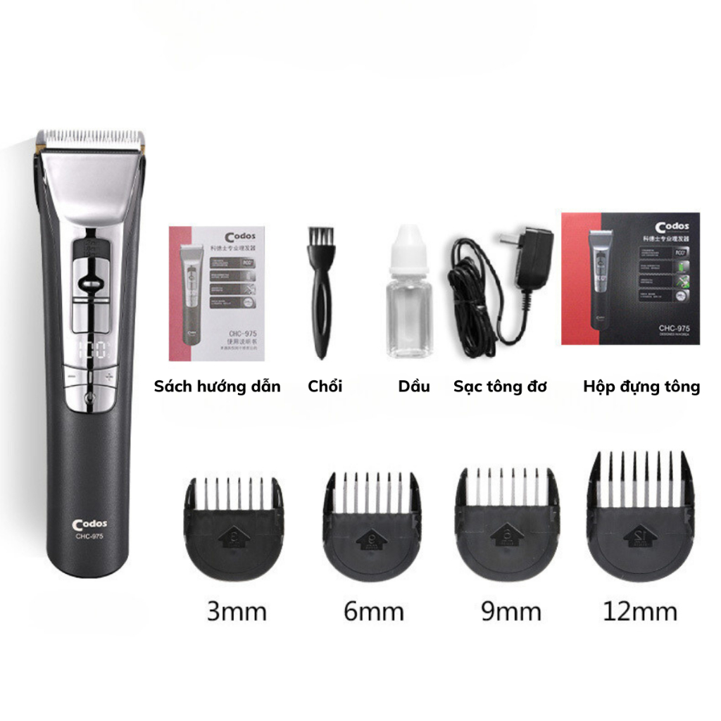 Tông đơ cắt tóc chuyên nghiệp Codos CHC975, tăng đơ cắt tóc chuyên nghiệp cầm tay