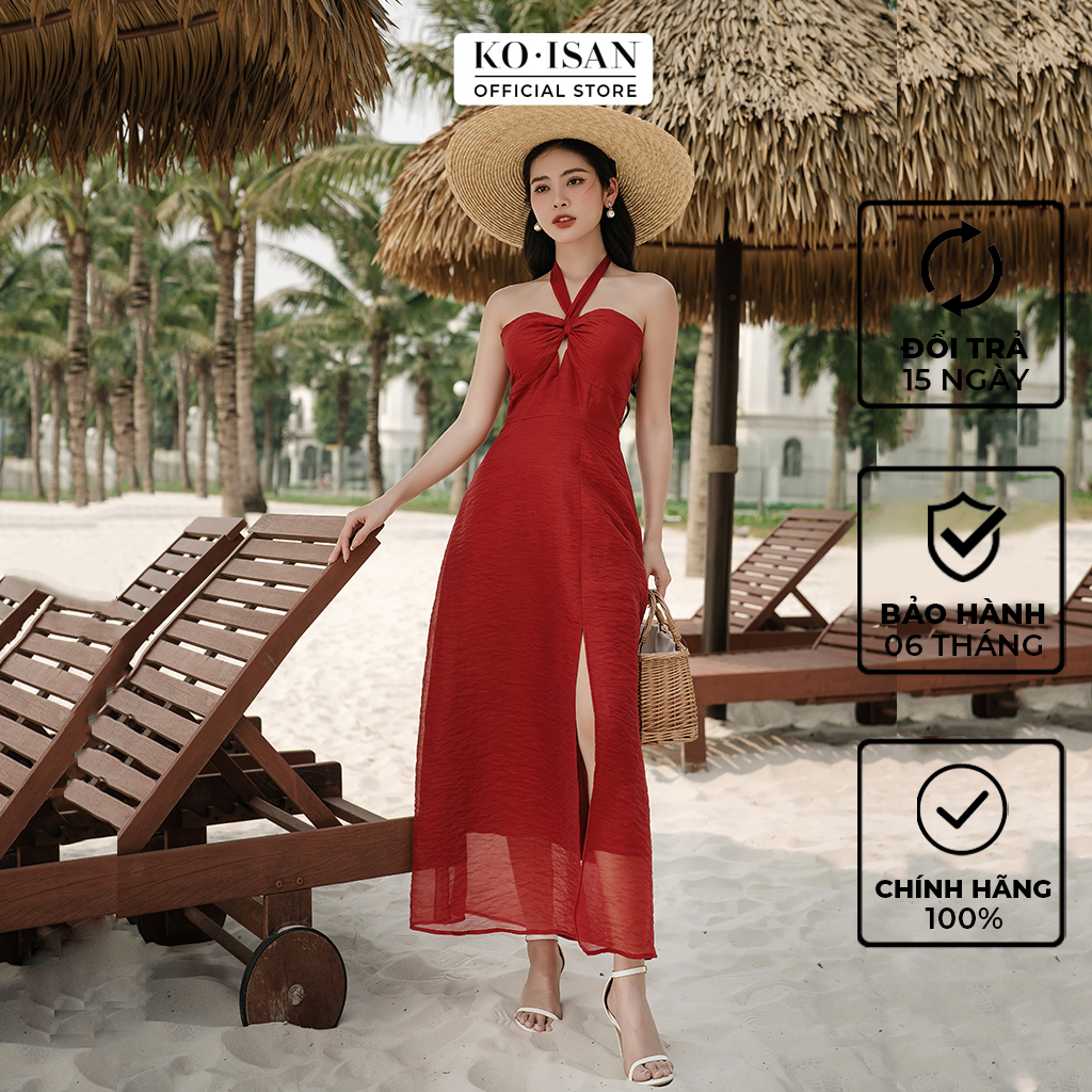 Đầm maxi đi biển KOISAN rúm ngực điểm nhấn quyến rũ dây buộc chất liệu vải tơ xước cao cấp mềm mịn S2382014