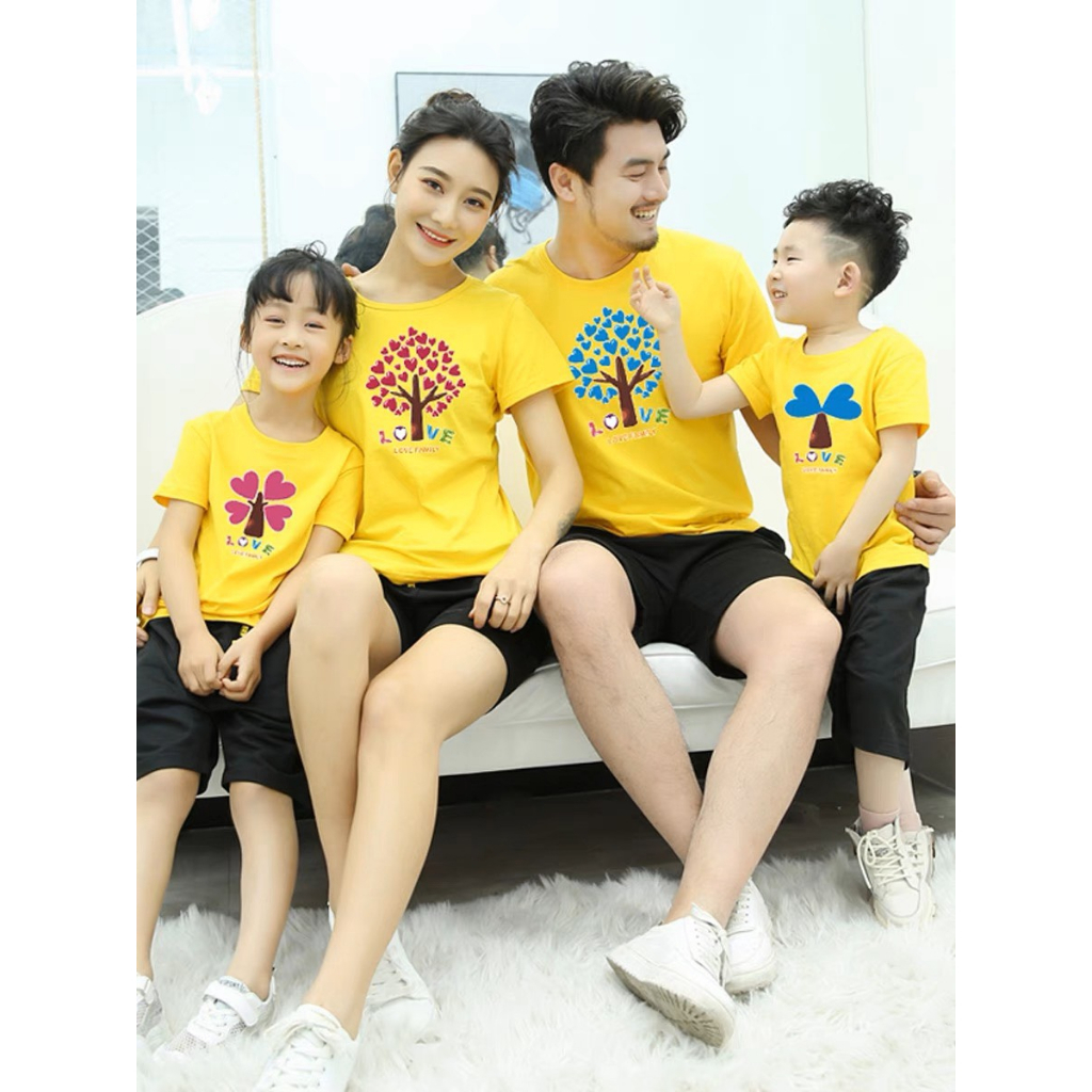 Áo thun gia đình in hình cây Love dễ thương thun coton co giản thoải mái