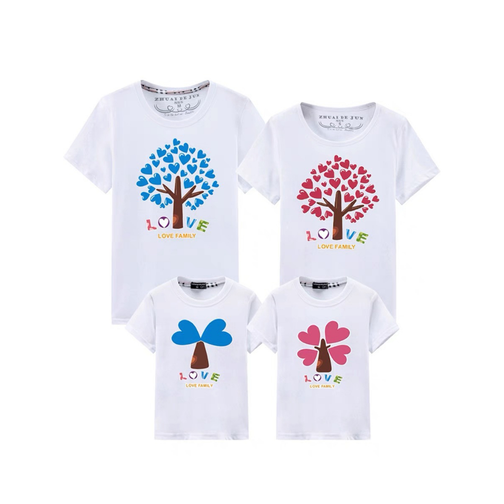 Áo thun gia đình in hình cây Love dễ thương thun coton co giản thoải mái