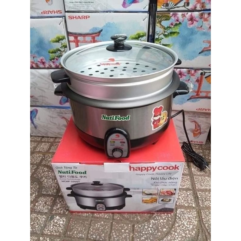 Lẩu điện kèm hấp happy cook