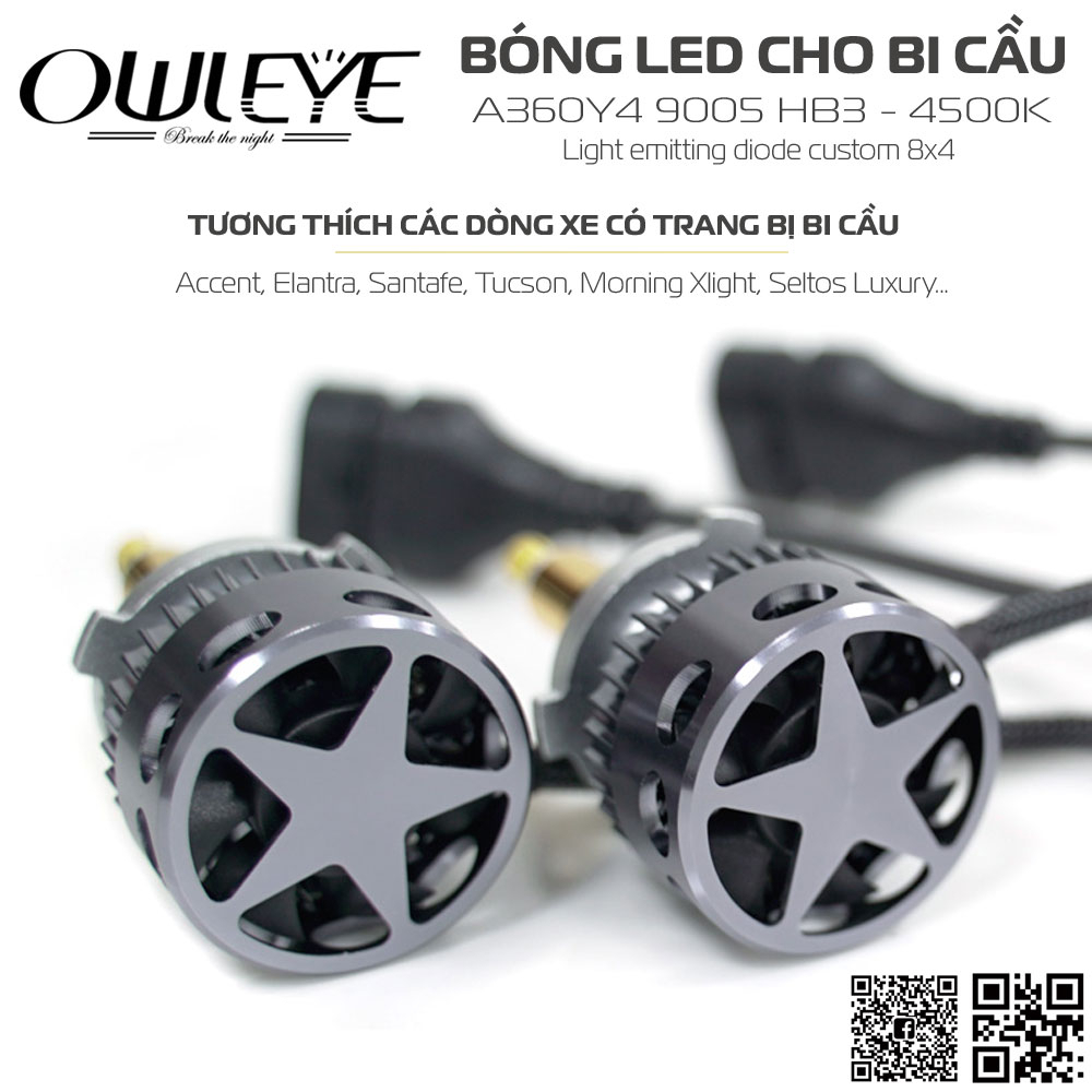 Đèn led ô tô Owleye A360/Y4 4500K-9005