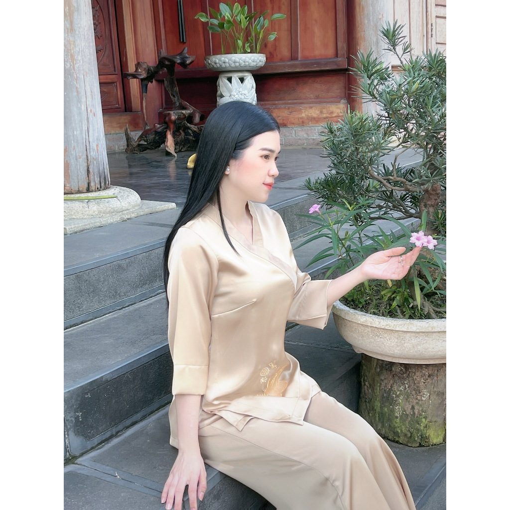 Đồ Lam Đi Chùa # Bộ Nhật Sen Lụa Phi Yến# Quần Áo Nữ Cao Cấp