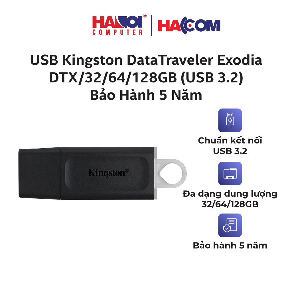 Thiết bị lưu trữ USB Kingston 32GB/ 64GB/ 128GB DataTraveler Exodia DTX/32GB/64GB/128GB (USB 3.2) Bảo Hành 5 Năm