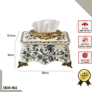 [FREESHIP] Hộp đựng giấy ăn phong cách tân cổ điển họa tiết hoa nhí xanh CB30-HG1