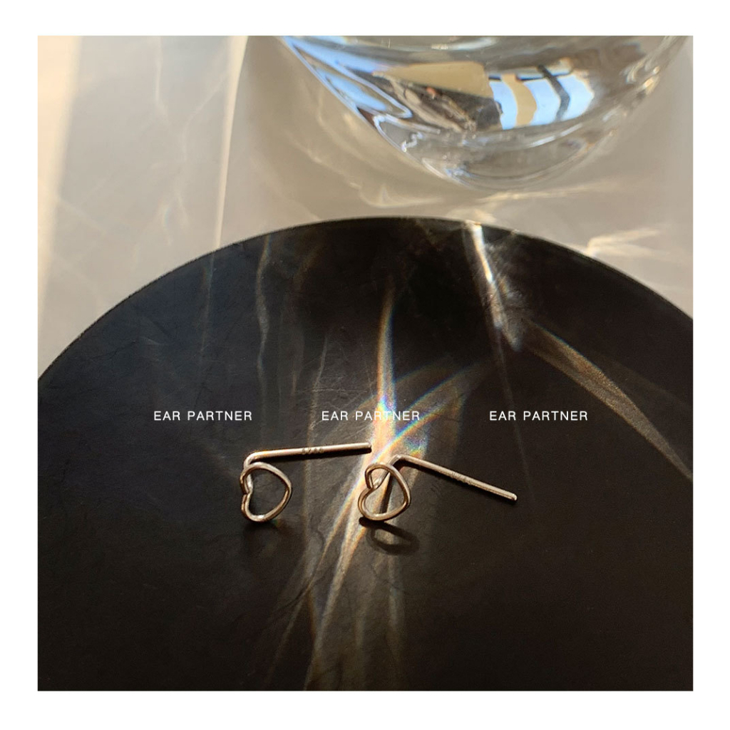 Bông tai nữ sát tai mạ bạc hình trái tim đơn giản đẹp hợp kim titan cao cấp phong cách Hàn Quốc Boho