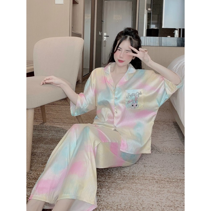 Bộ Pijama Nữ Tay Ngắn Cánh Dơi Cute Dễ Thương