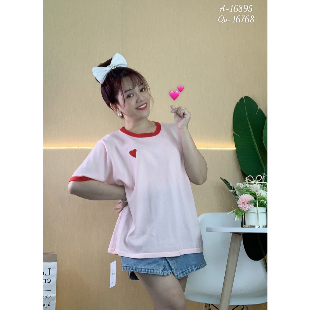 Áo len BIGSIZE  tim nhỏ HỒNG  16895