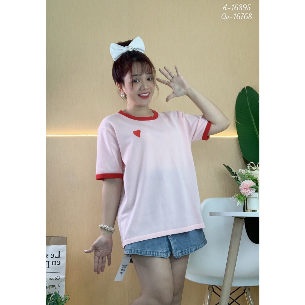Áo len BIGSIZE  tim nhỏ HỒNG  16895