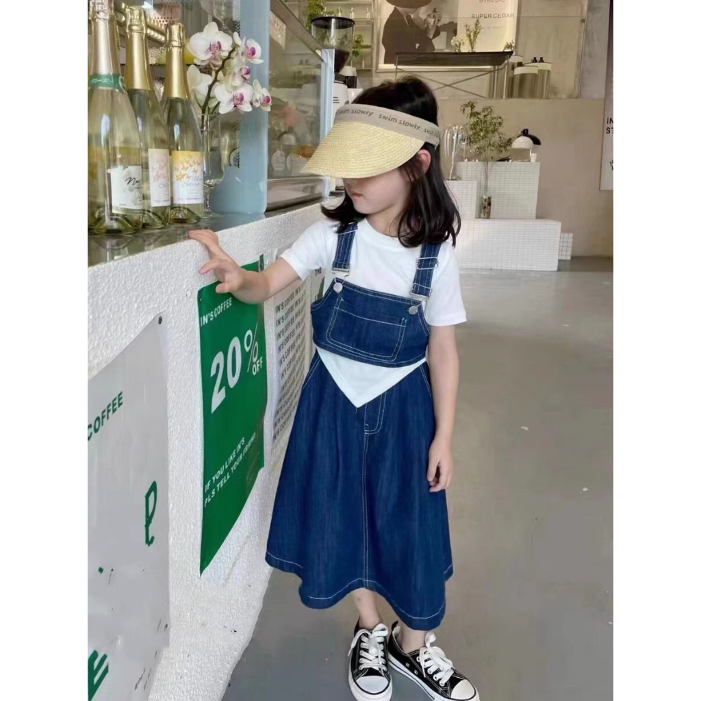 Bộ Váy Đầm Cho Bé Gái Kèm Áo Phông Hai Màu Violet Dresser