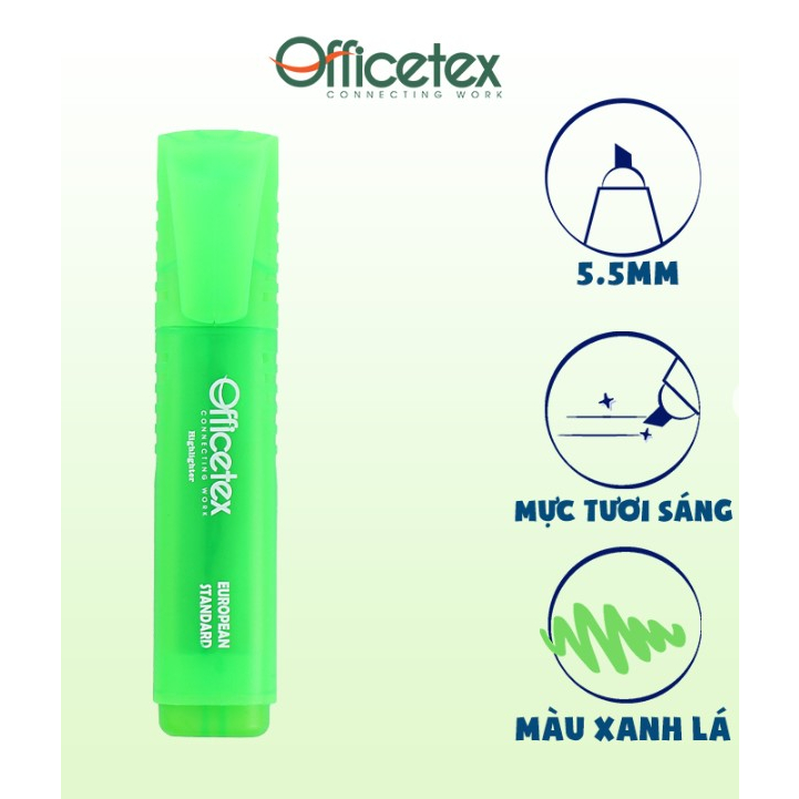 Combo 2 chiếc Bút dạ quang Officetex OT-HL004 Mực neon - Màu tùy chọn