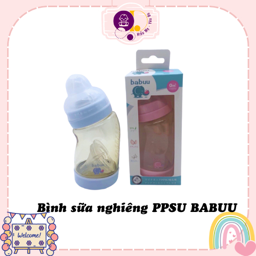 [Chính hãng] Bình sữa cổ nghiêng PPSU BaBuu 180ml,260ml(có tặng núm)
