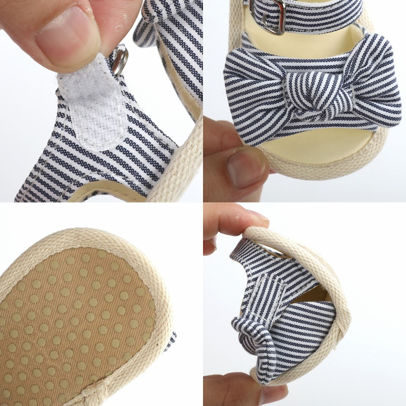 Dép sandal buộc nơ tập đi cho bé gái xinh xắn 0-18 tháng