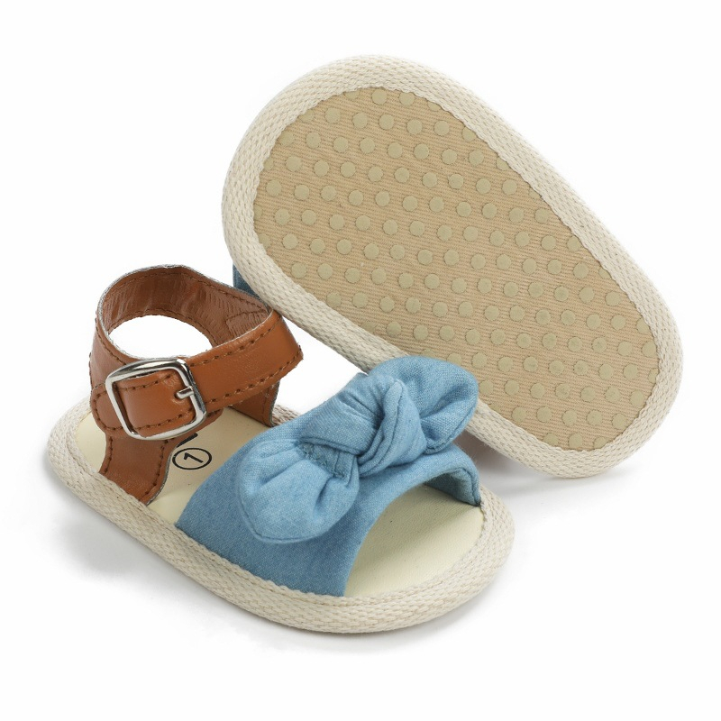 Dép sandal buộc nơ tập đi cho bé gái xinh xắn 0-18 tháng