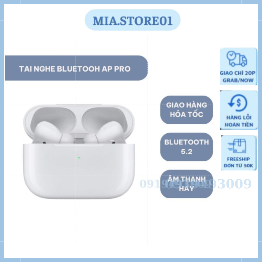 Tai nghe bluetooth AIP PRO tai nghe không dây định vị, lọc âm, giảm tiếng ồn, pin 4-6, bass hay, BH 6TH MIA STORE 01