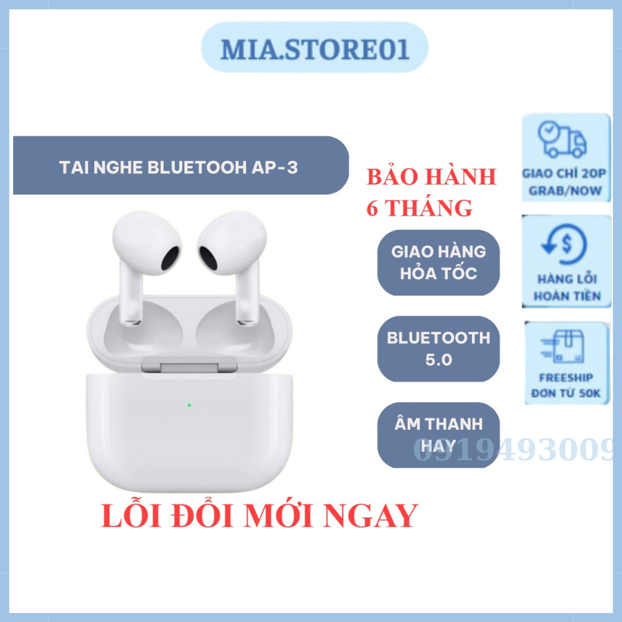 Tai nghe bluetooth AIP3 tai nghe không dây định vị, lọc âm, giảm tiếng ồn, pin 4-6 BH 6TH MIA STORE 01