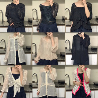 Áo lưới, áo len móc, crochet, khoác len y2k Nhật-Hàn 2hand