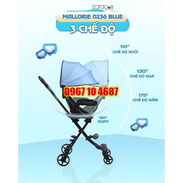 Xe đẩy du lịch cho bé Zaracos Mallorie 0236, Baron 0136 Xe Đẩy Gấp Gọn Tiện Mang Du Lịch