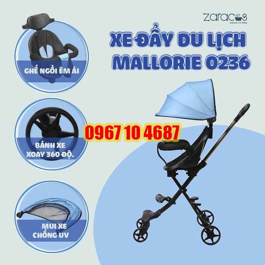 Xe đẩy du lịch cho bé Zaracos Mallorie 0236, Baron 0136 Xe Đẩy Gấp Gọn Tiện Mang Du Lịch