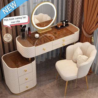 Bàn trang điểm phong cách Bắc Âu sang trọng cao cấp có đèn LED thông mình, Bàn phấn trang điểm nhập khẩu BTD06