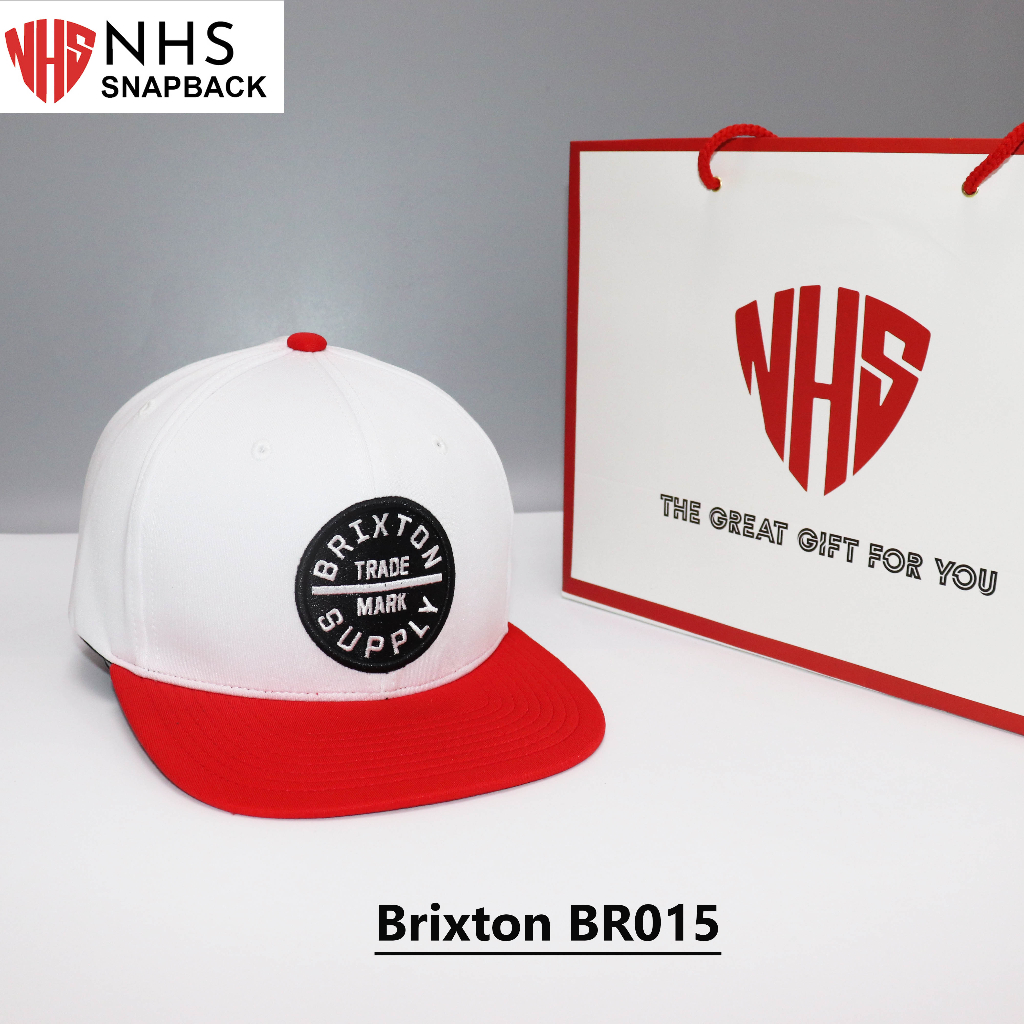 Nón NHS Snapback Brixton trắng kết đỏ BR014.