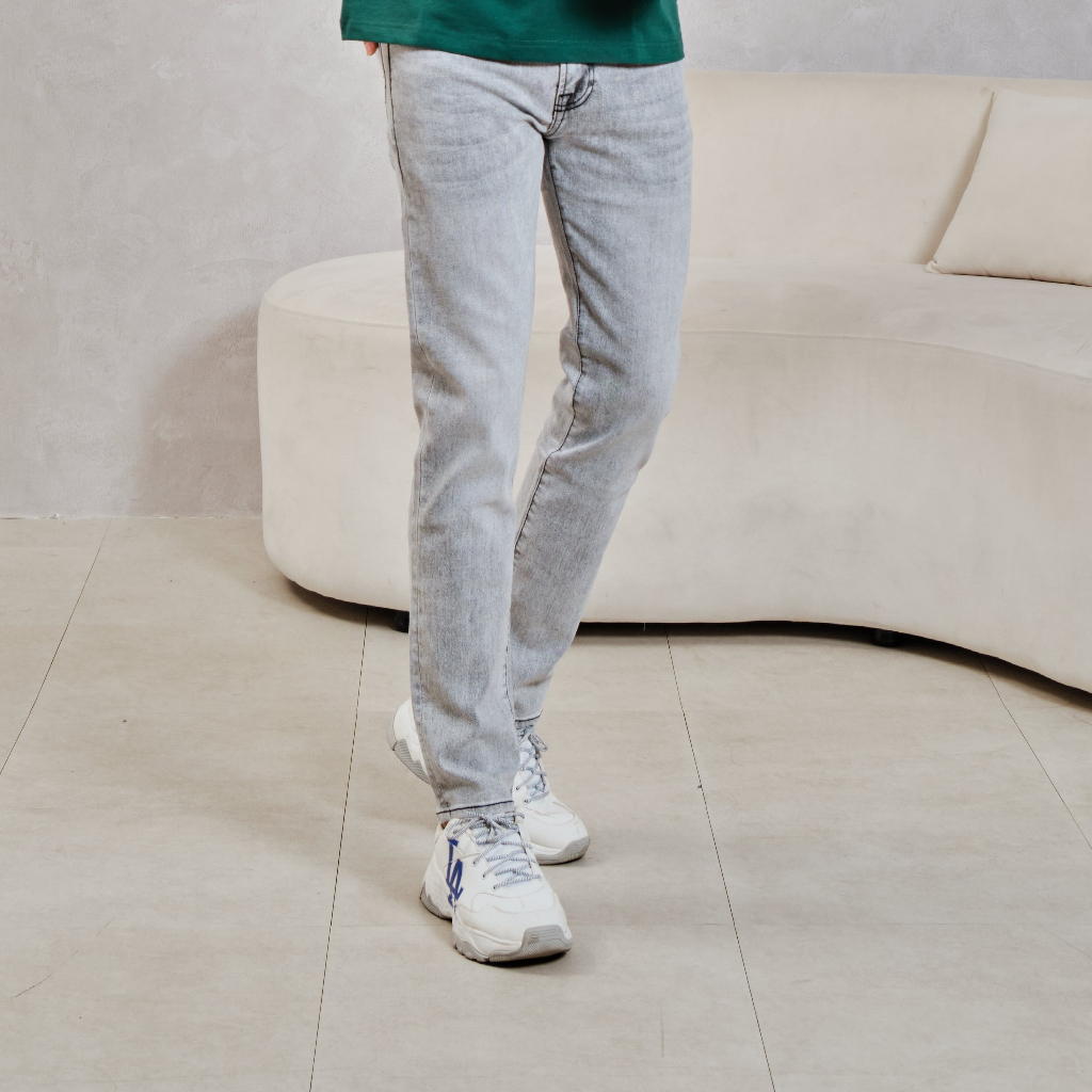 Quần jean nam Satoshi SAQJ76 quần Jean nam xám wash basic Straight fit co giãn thoải mái